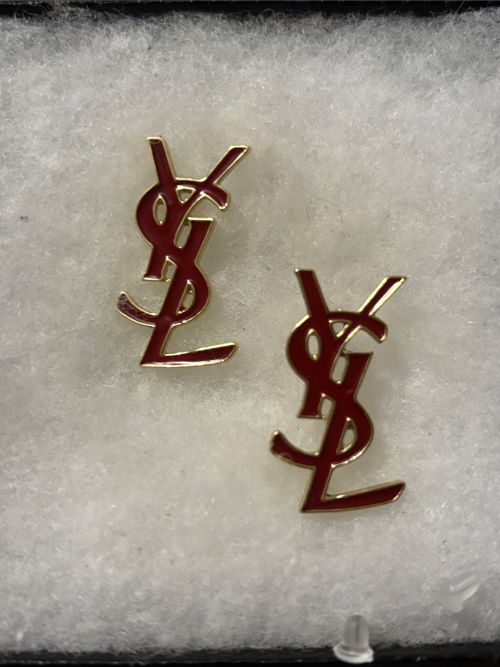 Yves Saint Laurent Monogram Red & Gold YSL Earrings